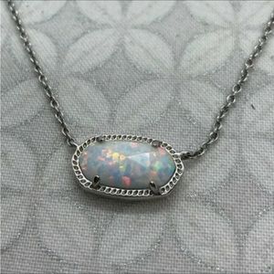 Kendra Scott Elisa White Kyocera Opal Necklace Silver Tone